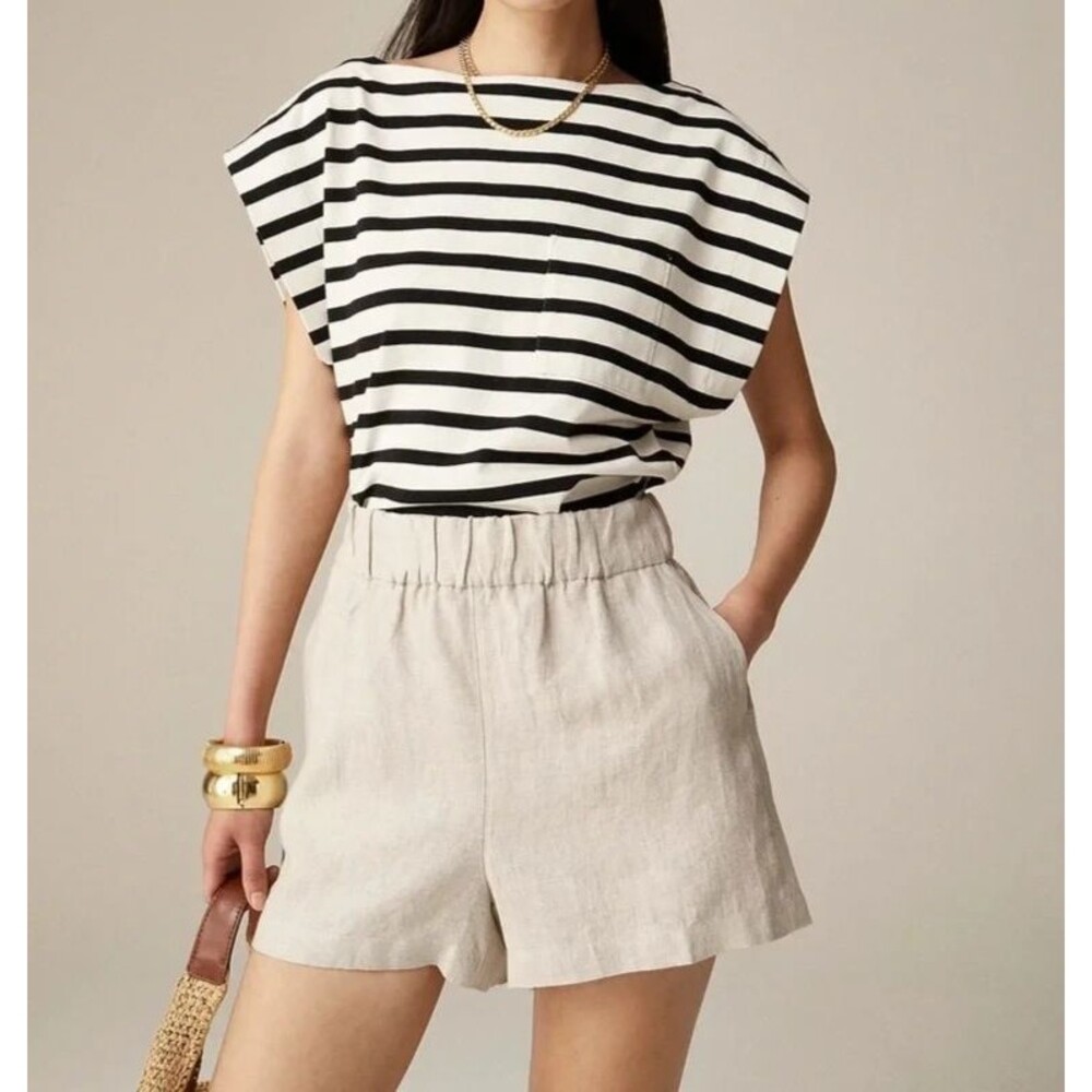 J CREW NEW Boatneck Stripe Muscle T-Shirt Women XXS BY402 Nautical Preppy Knit